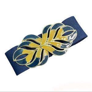 Vintage navy leaf belt y2k elastic waistband gold